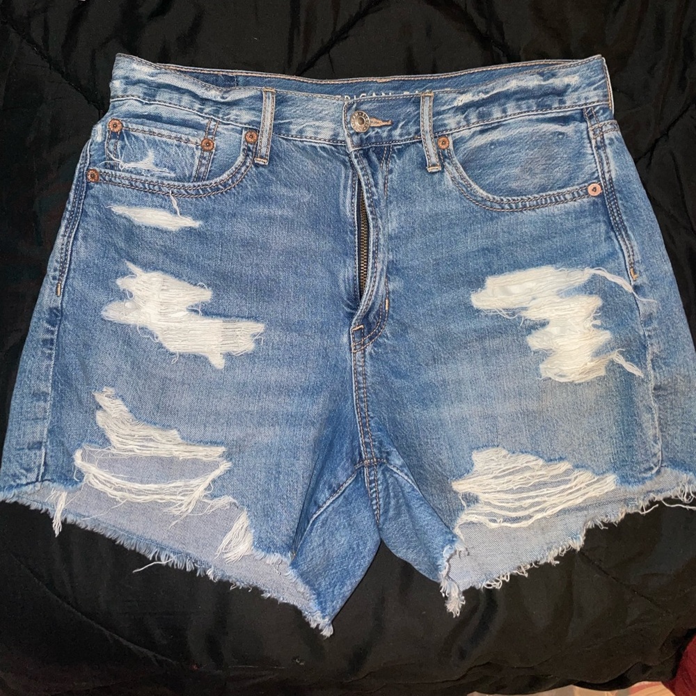American Eagle Outfitters Blue Distressed Jean Shorts